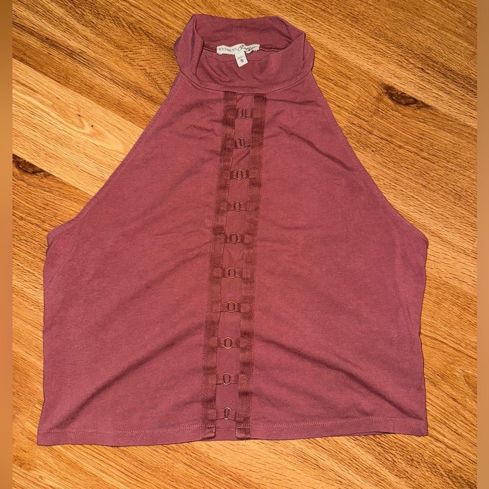 Express halter neck crop top, dusty rose, size XL